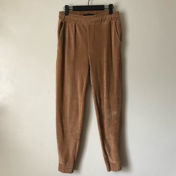 Zara Pants - Zara Soft Corduroy Tan Sweatpants w/ Adjustable Inside Ties